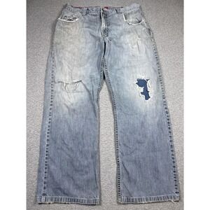 Brody Jeans Men's 36x31 Blue Light Wash Relaxed Fit Distressed Baggy Streetwear